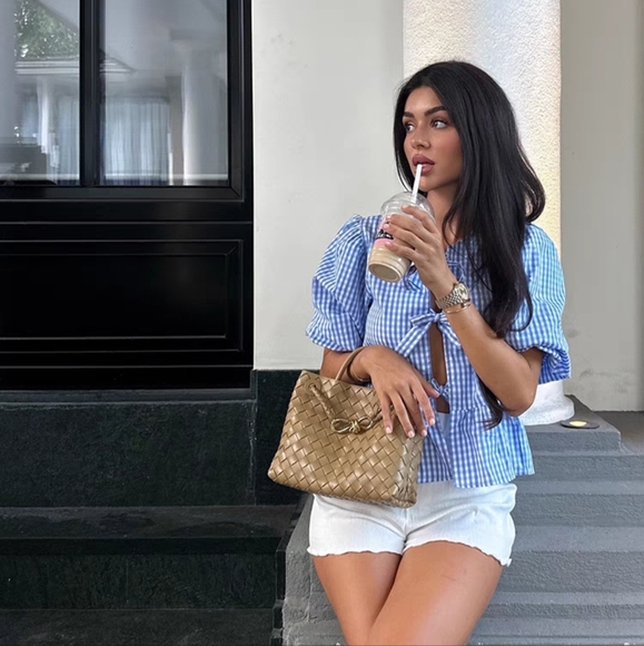 Summer Blue Bow-Tie Blouse - Picture 3 of 6